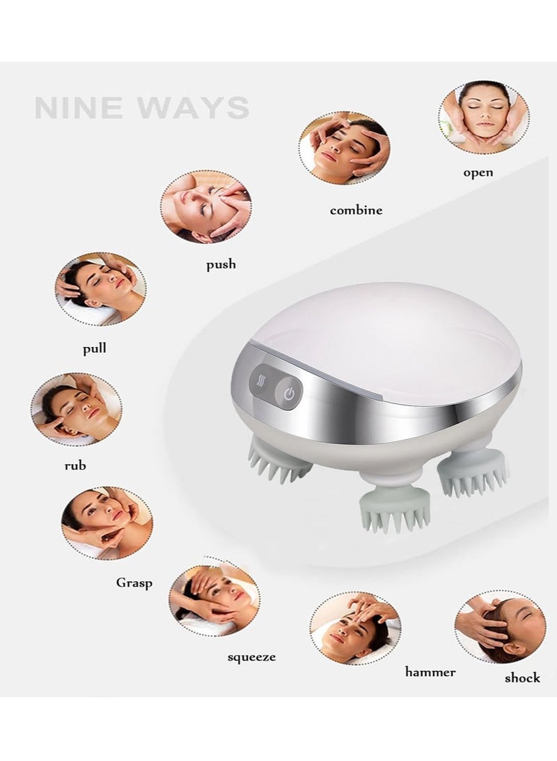 مدلك فروة الرأس الذكي, مدلك رأس ساخن محمول مع 88 عقدة تدليك, IPX7 مقاوم للماء و 3 أوضاع للسرعة, مدلك كهربائي لنمو الشعر والتنظيف العميق والاسترخاء من الإجهاد - Image 5