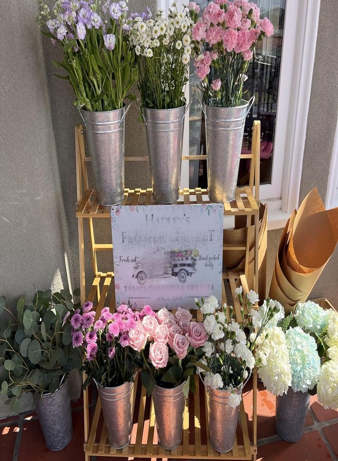 HAKZEON 6 Pack 10 Inches Galvanized Metal Vase, Rustic Farmhouse Tall Galvanized Metal Flower Vase for Wedding, Table, Home Decor - Image 5