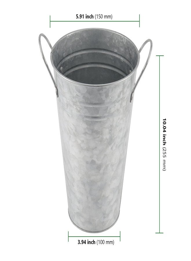 HAKZEON 6 Pack 10 Inches Galvanized Metal Vase, Rustic Farmhouse Tall Galvanized Metal Flower Vase for Wedding, Table, Home Decor - Image 2