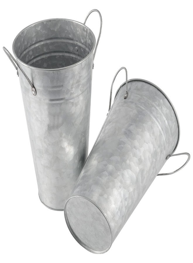HAKZEON 6 Pack 10 Inches Galvanized Metal Vase, Rustic Farmhouse Tall Galvanized Metal Flower Vase for Wedding, Table, Home Decor - Image 3