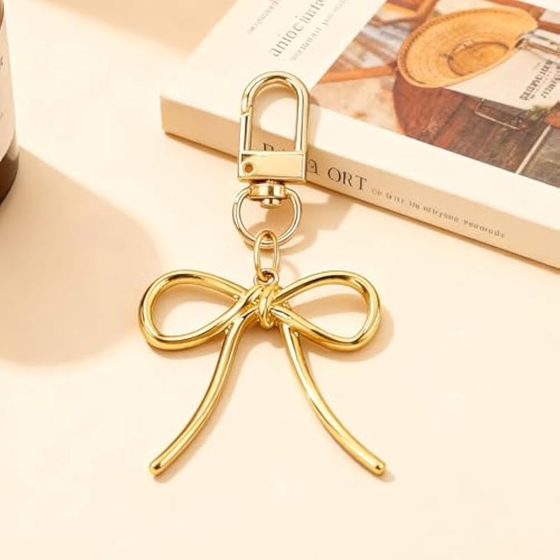 Cute Bow Keychain Gold Bag Charms for Handbags Backpack Purse Charms for Women Car Key Chain Accessories Elegant Gift - Image 4