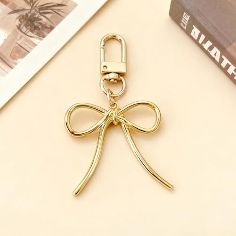 Cute Bow Keychain Gold Bag Charms for Handbags Backpack Purse Charms for Women Car Key Chain Accessories Elegant Gift - Image 5