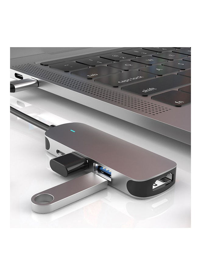 ماركة غير محددة محول 4 في 1 من منفذ 3.0 Type-C USB-C إلى محول فيديو 4K متوافق مع HDMI لجهاز ماك بوك . رمادي  - Image 3