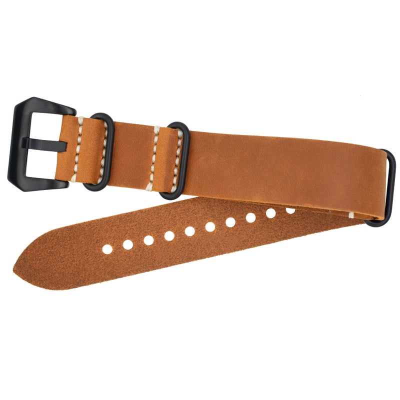 Genuine Leather Watch Strap Vintage NATO StyleReddish brown crazy horse black buckle 012s Reddish brown crazy horse black buckle 012s