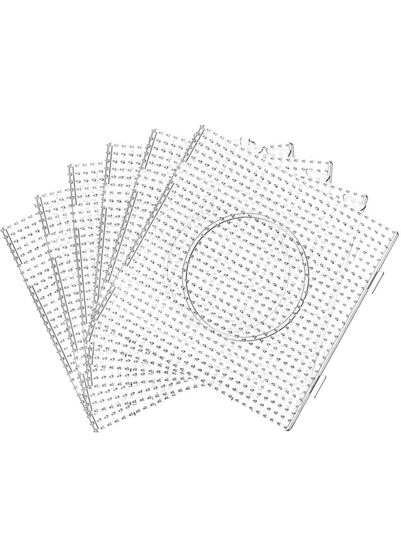LAIAOCISI Fuse Beads Pegboards, 6PCS Large Clear Plastic Square Bead Pegboards Set  5 mm Hama Beads Board Kits for Kids or Adults DIY Handcraft Craft Artistic Activities  - Image 1