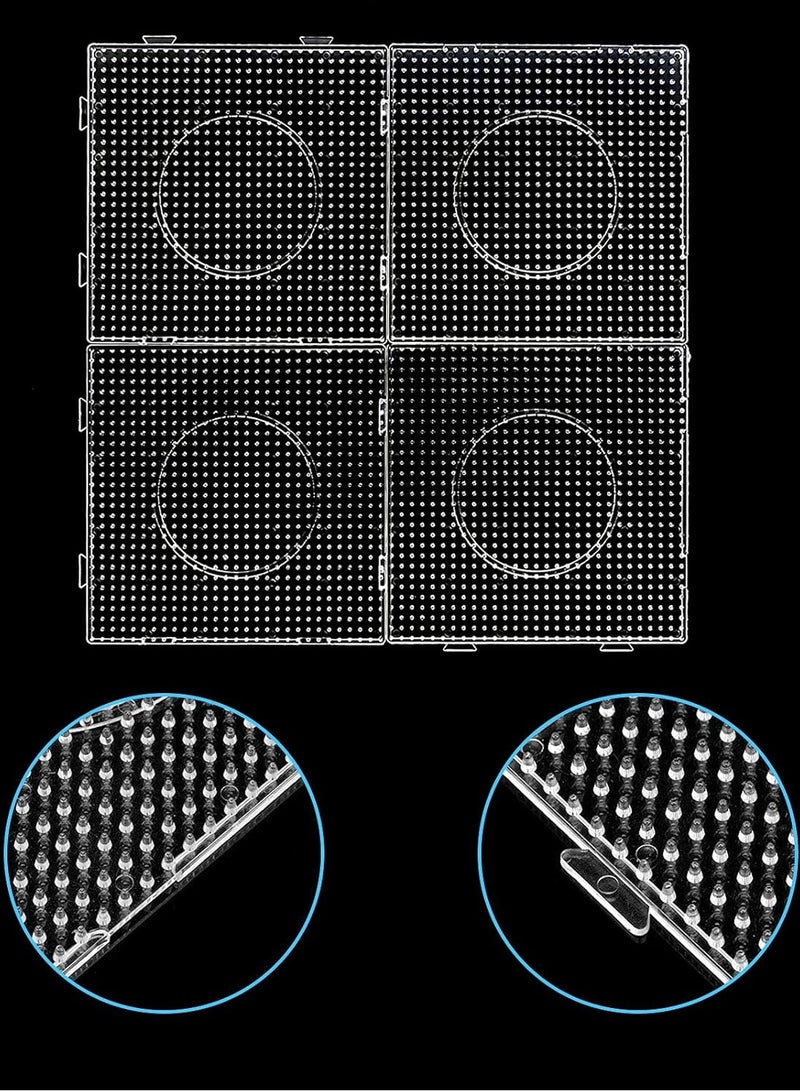 LAIAOCISI Fuse Beads Pegboards, 6PCS Large Clear Plastic Square Bead Pegboards Set  5 mm Hama Beads Board Kits for Kids or Adults DIY Handcraft Craft Artistic Activities  - Image 2