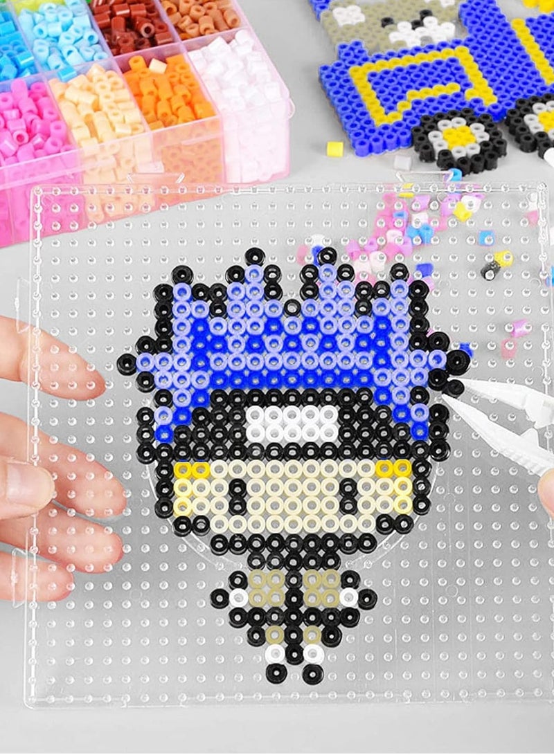 LAIAOCISI Fuse Beads Pegboards, 6PCS Large Clear Plastic Square Bead Pegboards Set  5 mm Hama Beads Board Kits for Kids or Adults DIY Handcraft Craft Artistic Activities  - Image 5