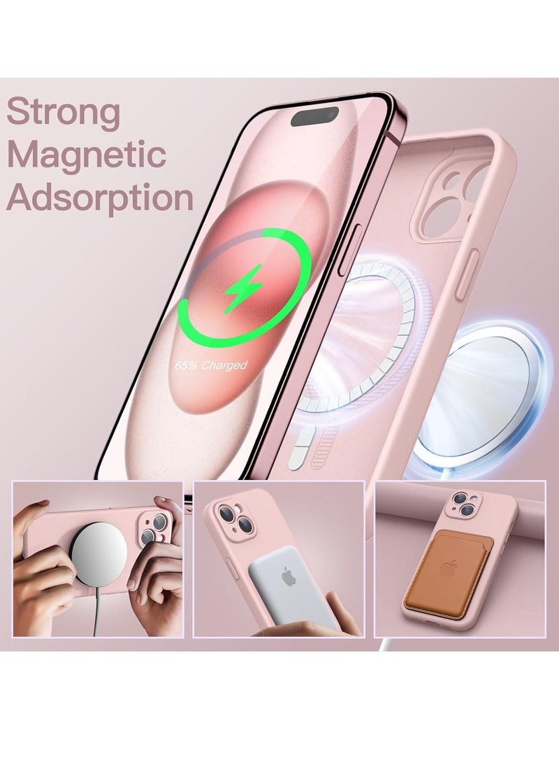 Raxoom ELTRAZONE Magnetic Silicone Case for iPhone 15 6.1-Inch, Compatible with MagSafe, Phone Cover with Camera Lens Full Protection (Pink) - Image 3