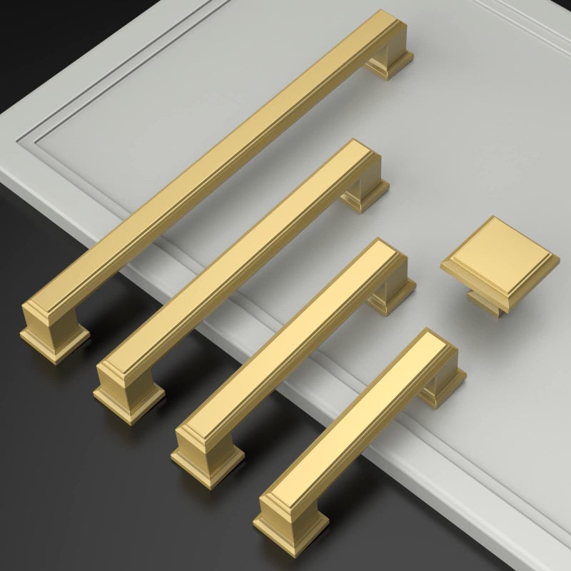Amerdeco 10 Pack 1.3 Inch(32MM) Gold Kitchen Cabinet Knobs Brushed Gold Drawer Knobsfor Dresser Drawers, Knobs and Pulls for Bathroom Cabinets ZH0001 - Image 3