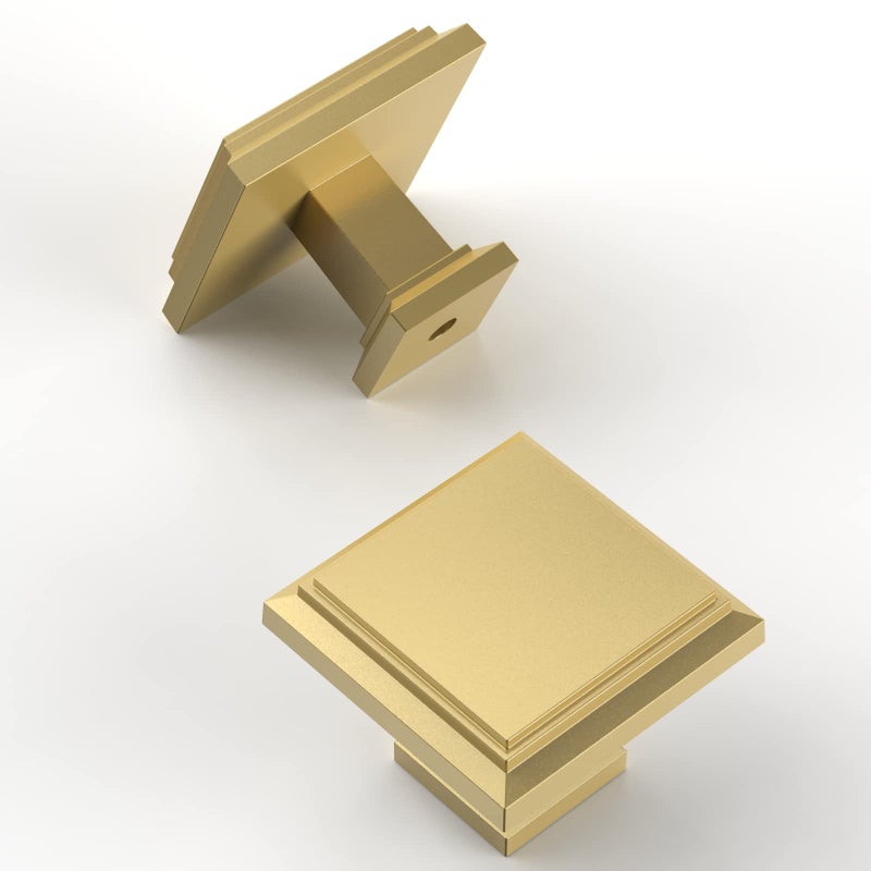 Amerdeco 10 Pack 1.3 Inch(32MM) Gold Kitchen Cabinet Knobs Brushed Gold Drawer Knobsfor Dresser Drawers, Knobs and Pulls for Bathroom Cabinets ZH0001 - Image 2
