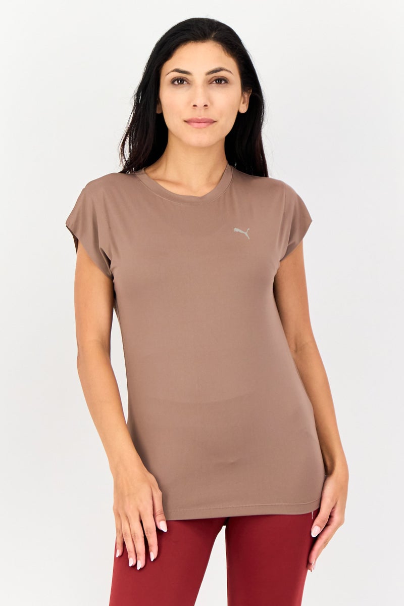 PUMA Women Sportswear Fit Cap Sleeve Training T-Shirt, Taupe - Image 1