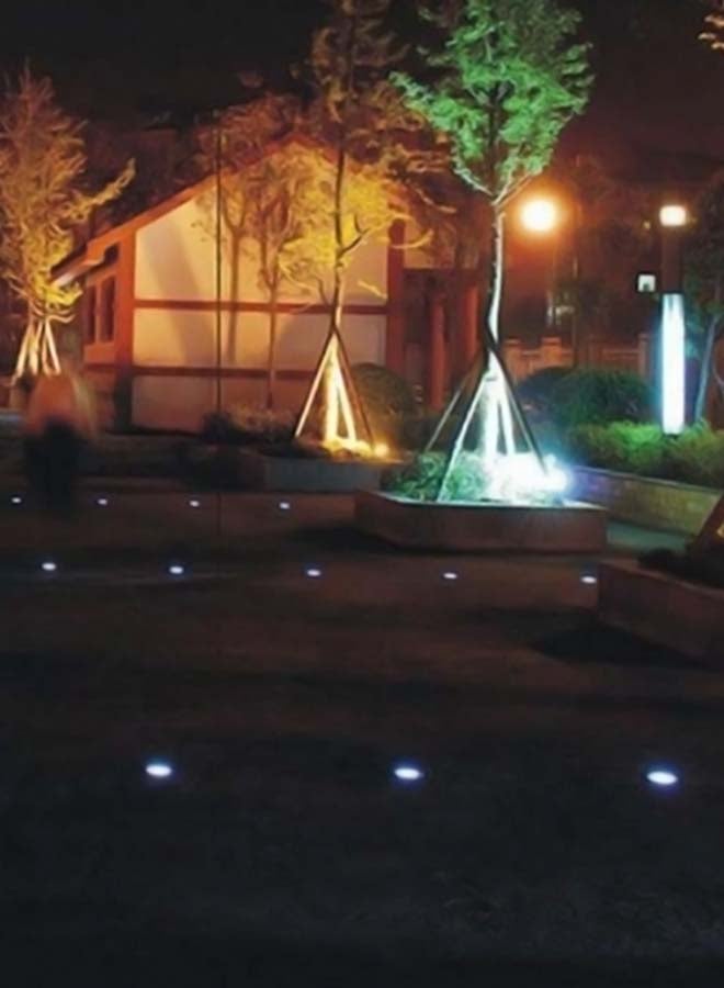 NIBEMINENT 4-Piece LED Solar Ground Light Set Silver/Black 12 x 12cm - Image 3