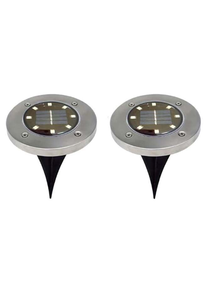 NIBEMINENT 4-Piece LED Solar Ground Light Set Silver/Black 12 x 12cm - Image 2