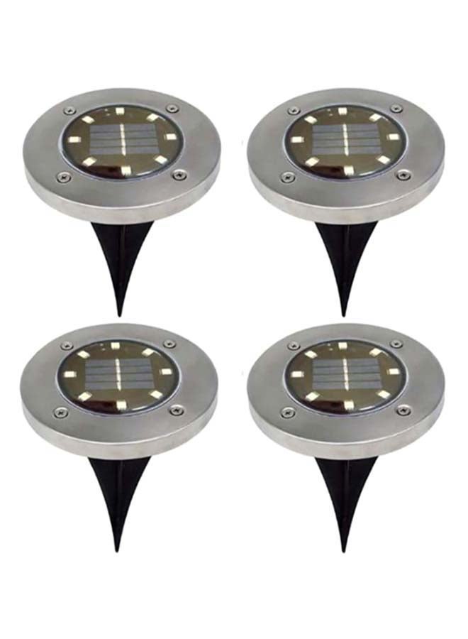 NIBEMINENT 4-Piece LED Solar Ground Light Set Silver/Black 12 x 12cm - Image 1
