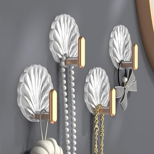 ELMVIA Metal Self Adhesive Wall Hooks Hanger Hook For Bathroom & Kitchen Multi-Purpose Use Heavy Duty Waterproof And Rustproof Upto10Kg (Decorative Hook, 5PCS) - Image 1
