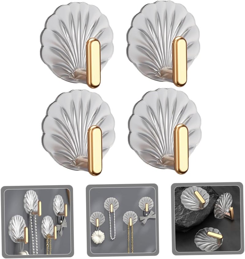 ELMVIA Metal Self Adhesive Wall Hooks Hanger Hook For Bathroom & Kitchen Multi-Purpose Use Heavy Duty Waterproof And Rustproof Upto10Kg (Decorative Hook, 5PCS) - Image 4