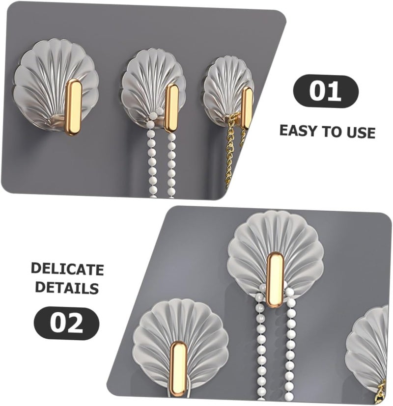 ELMVIA Metal Self Adhesive Wall Hooks Hanger Hook For Bathroom & Kitchen Multi-Purpose Use Heavy Duty Waterproof And Rustproof Upto10Kg (Decorative Hook, 5PCS) - Image 3