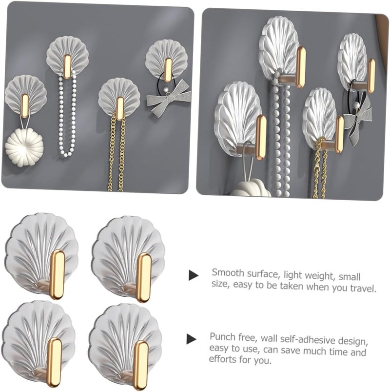 ELMVIA Metal Self Adhesive Wall Hooks Hanger Hook For Bathroom & Kitchen Multi-Purpose Use Heavy Duty Waterproof And Rustproof Upto10Kg (Decorative Hook, 5PCS) - Image 5