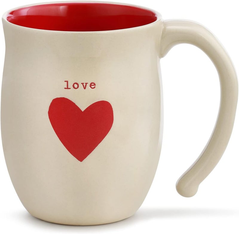DEMDACO كوب عيد الميلاد من الحجر الخزفي بحجم 16 أونصة مع قلب أحمر من ديمداكو - Image 1