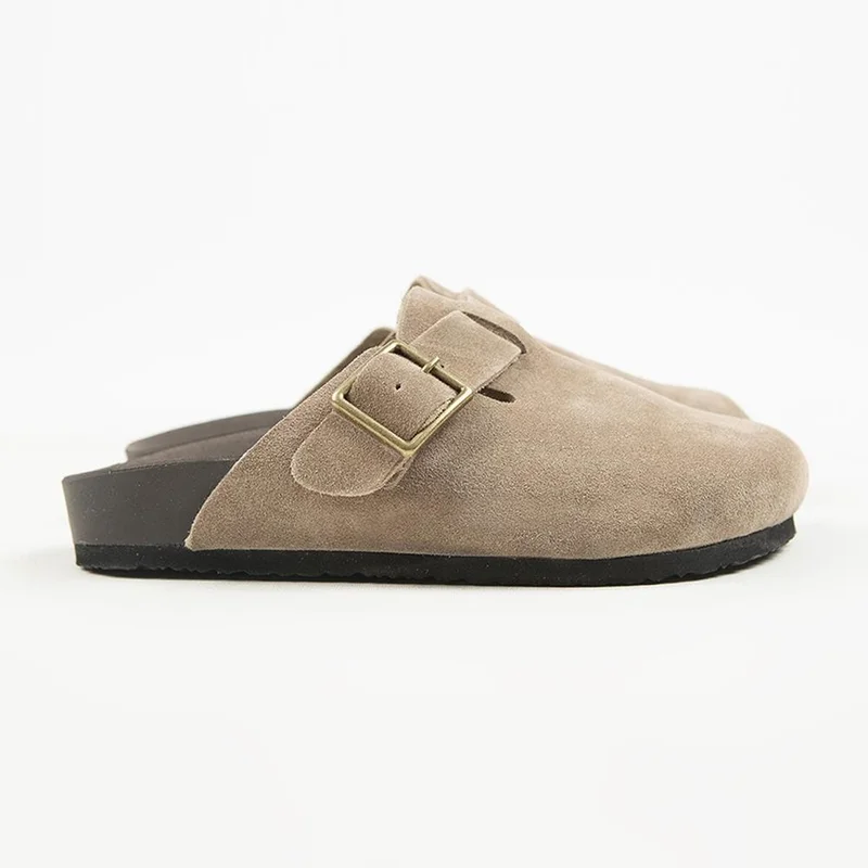 Manijero Manijero Zeta 2 Women's Genuine Leather Clogs with Belt and Buckle, Mink Color