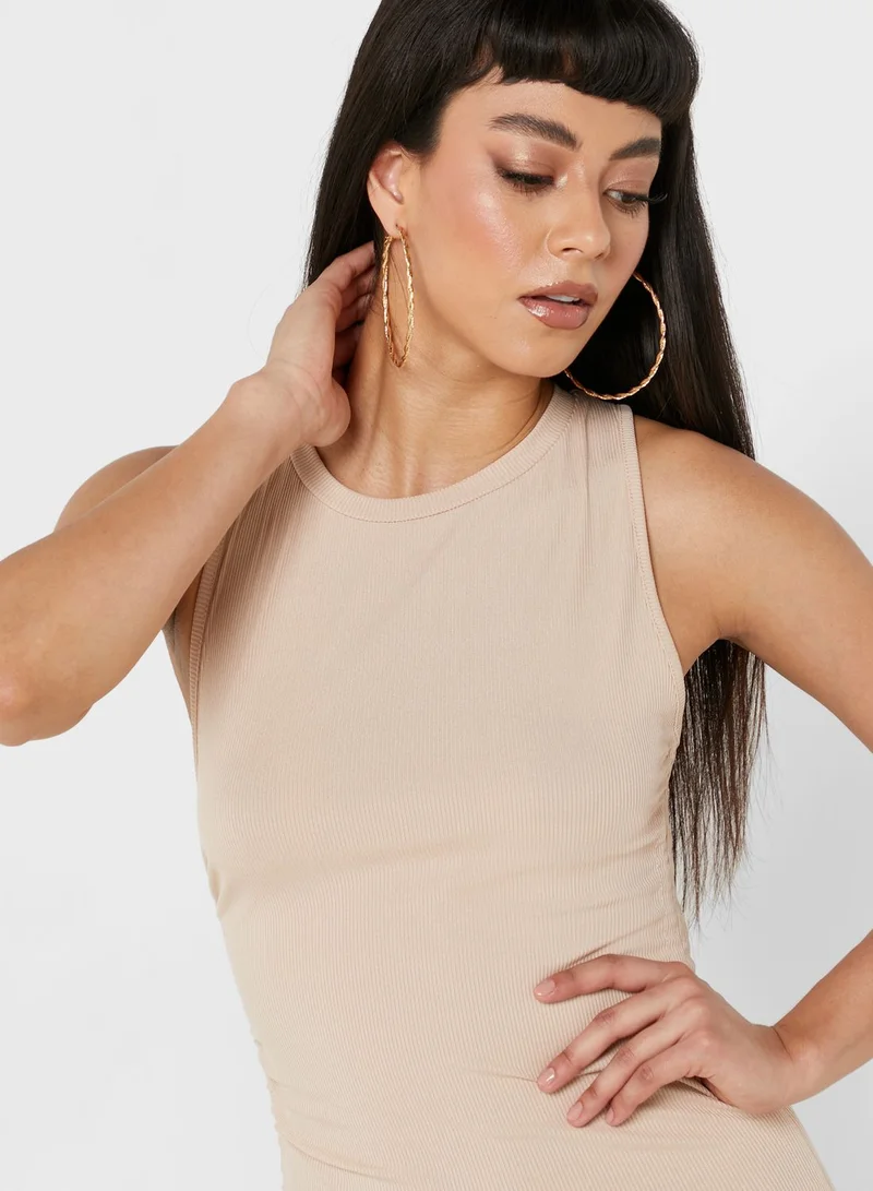 Miss Pap Ruched Bodycon Ribbed Dress