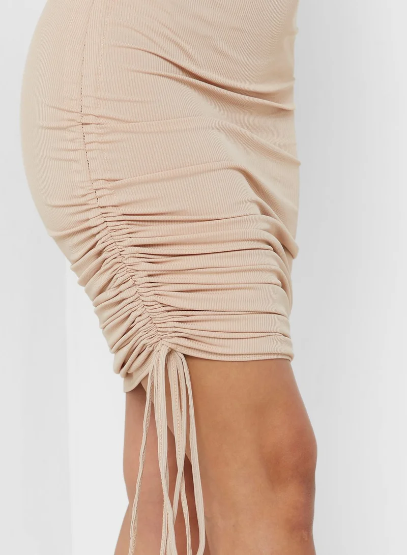 Miss Pap Ruched Bodycon Ribbed Dress