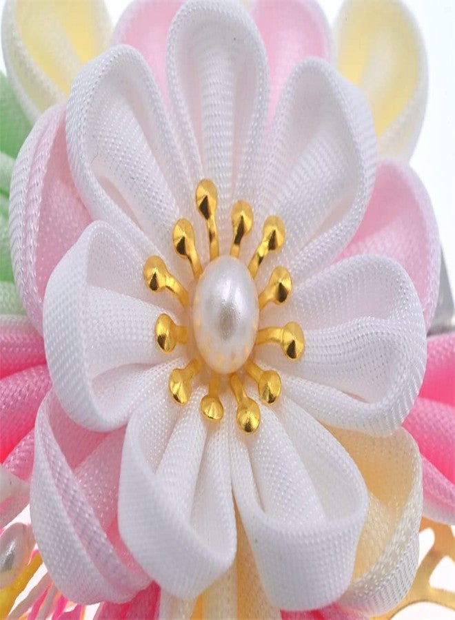MIAO WU Japanese Hair Clip Cherry Blossom Japanese HairPin Kimono Hanfu Flower Hair pin Band Clip Japanese Hair Accessories for Women Girl (Light Pink) - Image 4