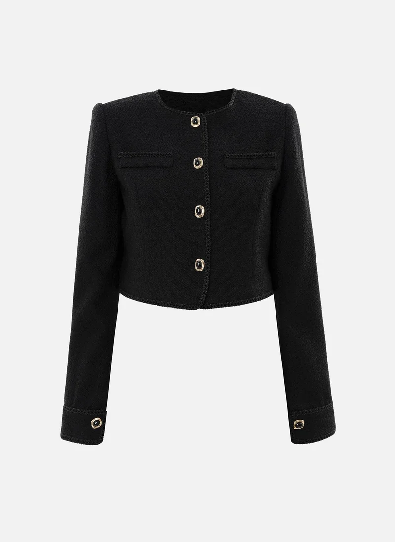 Lichi  Single-breasted textured jacket with large buttons for Women | Best Price UAE