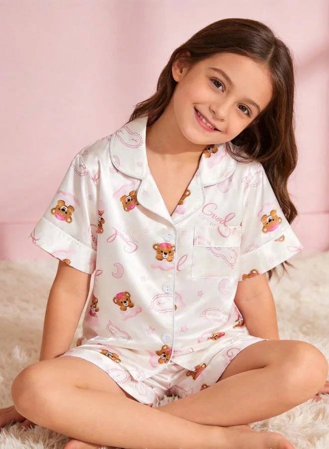 Take Two Girls Bear Print Short Sleeve Pajama Set