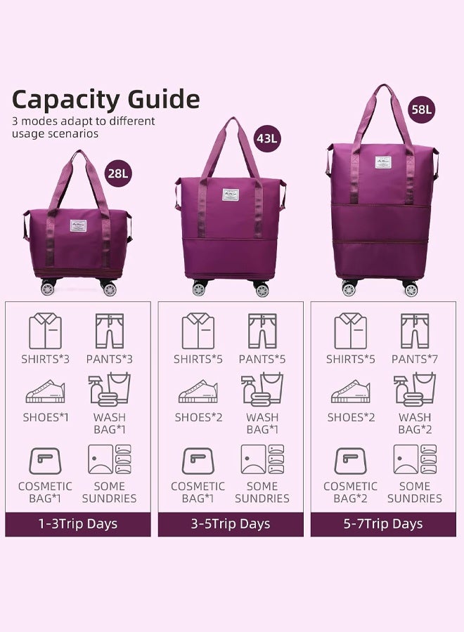 A large-capacity, wheeled, and wet-dry separated travel bag for students, ideal for short trips and carrying luggage. - Image 3
