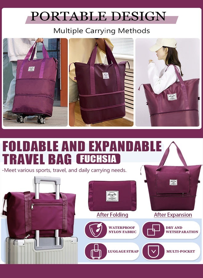 A large-capacity, wheeled, and wet-dry separated travel bag for students, ideal for short trips and carrying luggage. - Image 2
