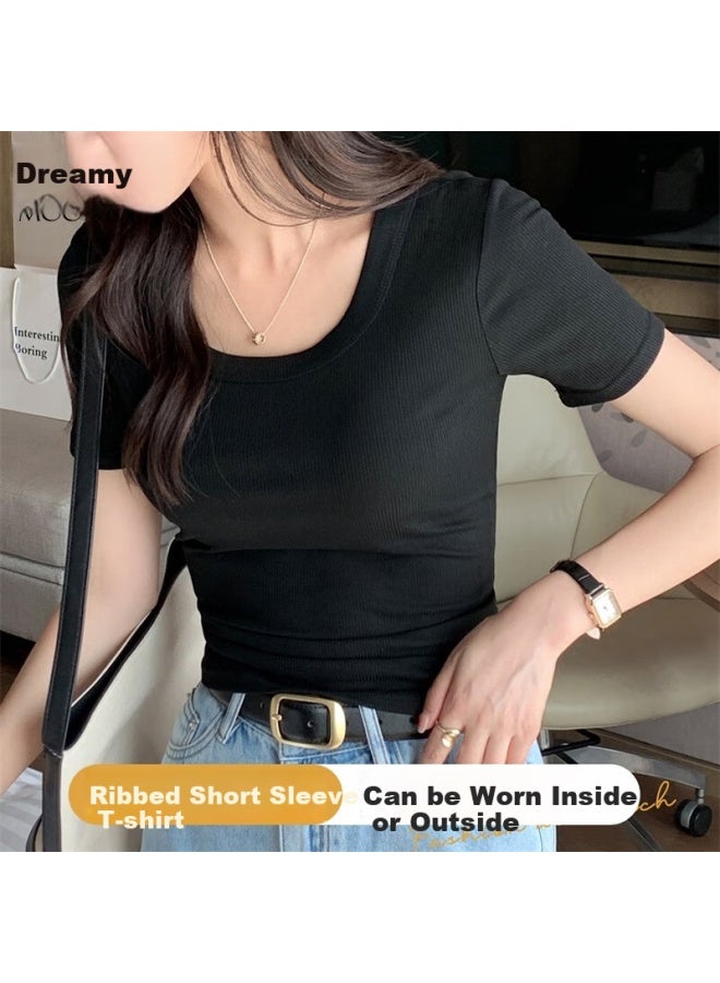 Moonbadi Women's Slim-fit Underwear, Lightweight Summer Bra Top, Ladies' Camisole, Short Sleeve Undershirt, Suitable For Layering Or Wearing As Outerwear - Image 1