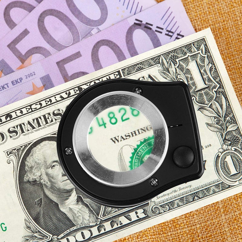 Amoper 30X Loupe Magnifier with 6 Light,Desktop Portable Metal Magnifier Folding Scale Sewing Magnifing Glass for Textile Optical Jewelry Tool Coins Currency (Black) - Image 4