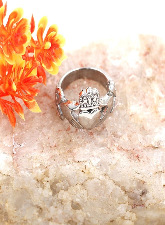 Uloveido Celtic Knot Heart Claddagh Rings for Love, Stainless Steel Mens Wedding Band Ring for Women and Men Y2145 (Size 10) - Image 4