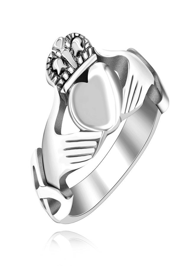 Uloveido Celtic Knot Heart Claddagh Rings for Love, Stainless Steel Mens Wedding Band Ring for Women and Men Y2145 (Size 10) - Image 1