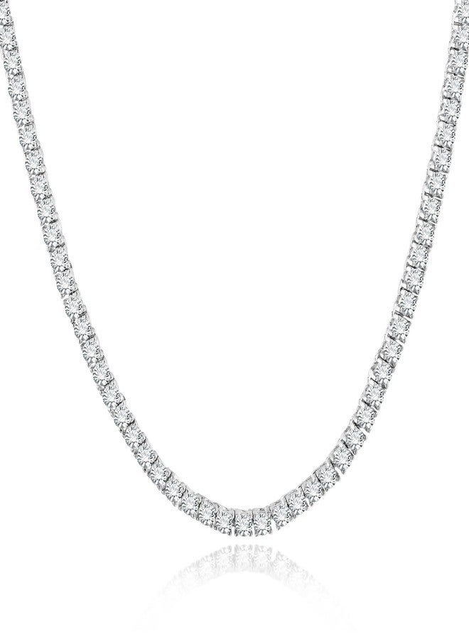 Kose 4 Prong Tennis Necklace for Women and Men- 18k white/yellow gold plated chains and 5A 3.0mm Round Cubic Zirconia Cut Faux Diamond Tennis Chain| Festival gifts |Size 22inch - Image 1