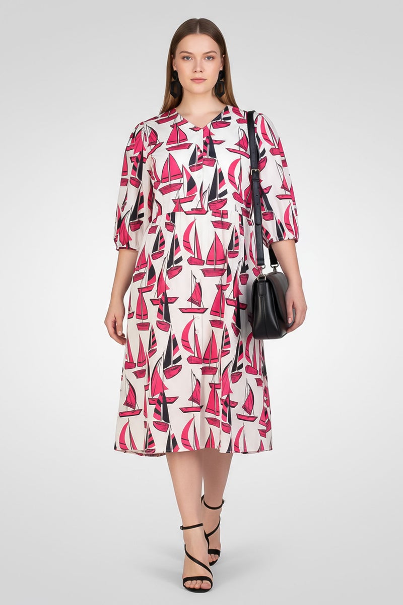 Fire & Glory Women Allover Print Midi Dress, Multicolor - Image 1