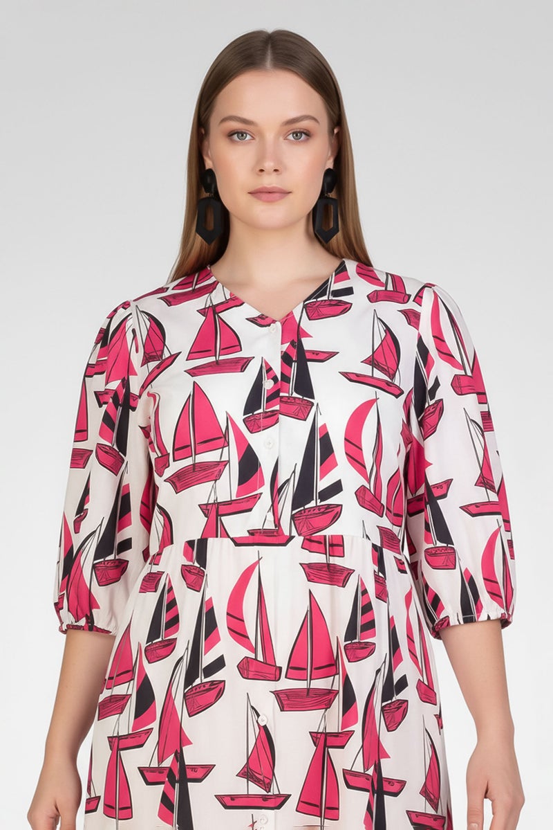 Fire & Glory Women Allover Print Midi Dress, Multicolor - Image 2