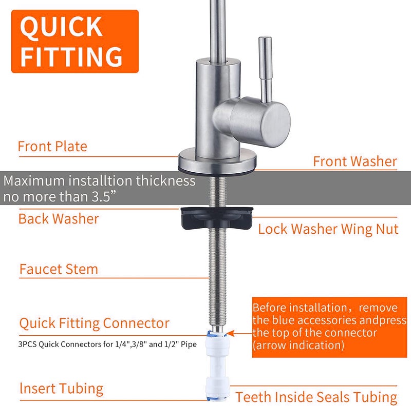 Shapure Imported Ro Faucet tap for Undersink for All Ro Water purifiers, Stainless Steel Kitchen Sink Faucet Tap with Chrome Finish for RO Drinking Water Filter (Kent Type Faucet) - Image 4