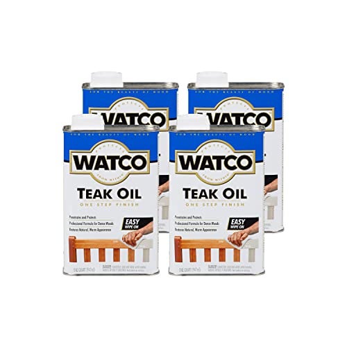 Watco Teak Oil Wood Finish, Quart, Clear, 4 Pack - Image 1
