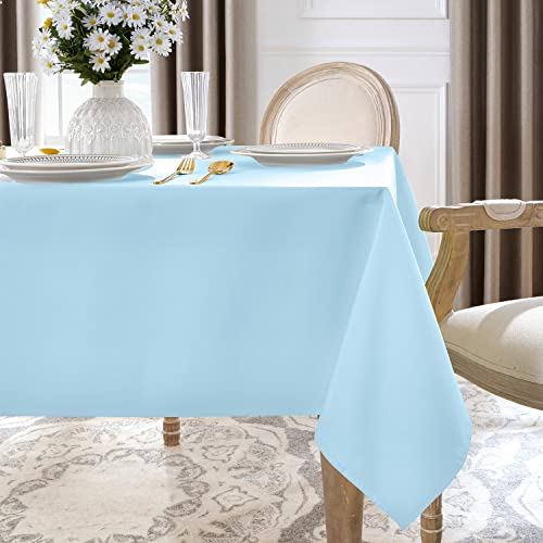 Softalker Rectangle Tablecloth, Waterproof & Stain Resistant Table Cloths Wrinkle Free Fabric Washable 210GSM Polyester Table Cover for Spring/Party/Outdoor - 52 x 70 inch,Baby Blue - Image 3
