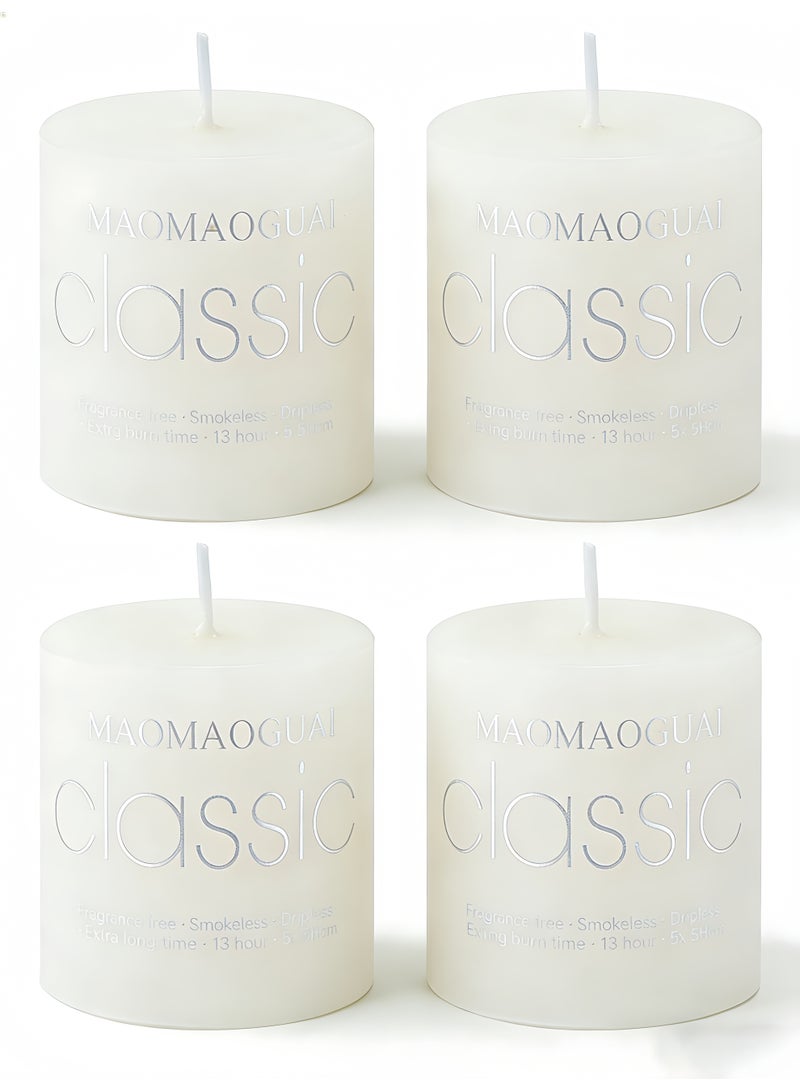 4 Pack White Jasmine Scented Candles, Smokeless Dripless Pillar Candles, Long Burning 13 Hours Fragrance Candle Set for Home, Weddings, Parties, Dinner Table Decor, Gift Boxed Aromatherapy Candles - Image 1
