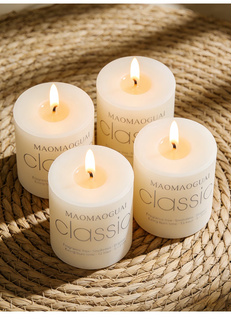 4 Pack White Jasmine Scented Candles, Smokeless Dripless Pillar Candles, Long Burning 13 Hours Fragrance Candle Set for Home, Weddings, Parties, Dinner Table Decor, Gift Boxed Aromatherapy Candles - Image 3