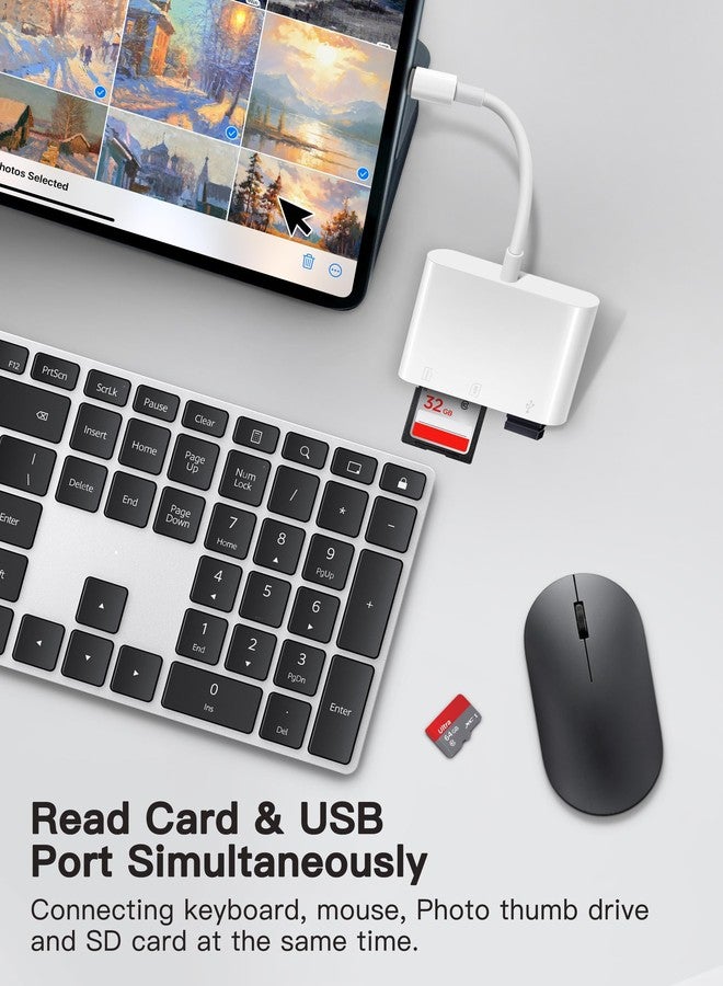قارئ بطاقات SD من WNXSLOAD بمنفذ USB-C لأجهزة Mac/MacBook/iPad/iPhone 15 Pro، محول بطاقات SD بفتحتين للبطاقات ومنافذ USB، قارئ بطاقات ذاكرة 4 في 1 لكاميرات المراقبة، سهل الاستخدام (التوصيل والتشغيل) - Image 5