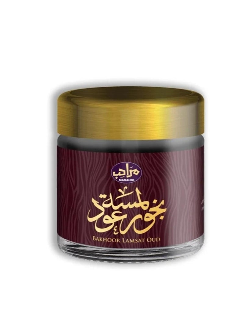 مرَاحِب بخور لمسة عود فاخر فوحان قوي وثبات طويل للمجالس والمناسبات مراحب 30 جم - Image 2