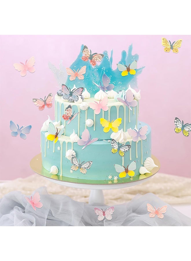 Peachjoy 72Pcs Butterflies for Cake Decorating - Cupcake Toppers, Wafer Paper Butterfly Cake Topper, Colorful Small Decorations for Birthday Cakes Decor - Image 4