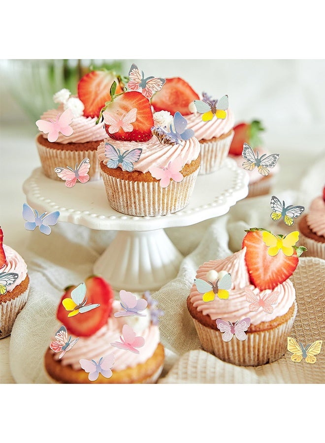 Peachjoy 72Pcs Butterflies for Cake Decorating - Cupcake Toppers, Wafer Paper Butterfly Cake Topper, Colorful Small Decorations for Birthday Cakes Decor - Image 2