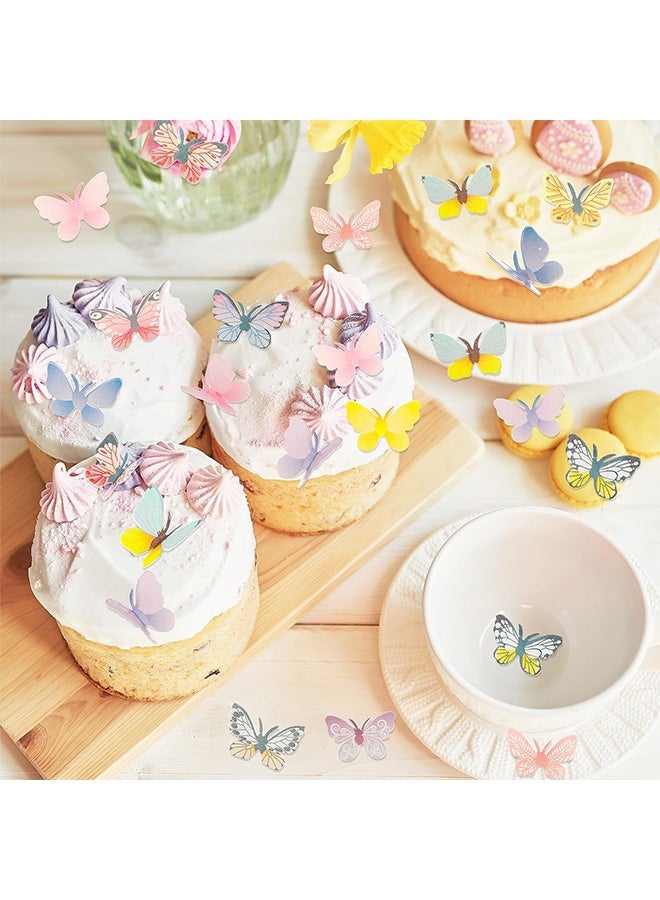 Peachjoy 72Pcs Butterflies for Cake Decorating - Cupcake Toppers, Wafer Paper Butterfly Cake Topper, Colorful Small Decorations for Birthday Cakes Decor - Image 3