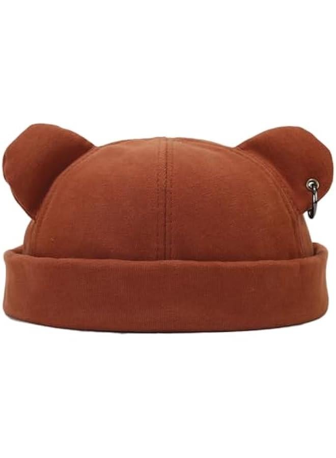 Generic Fall Winter Beanie Hats for Women Men Bear Ear Skull Cap Brimless Cap Adjustable Docker Cap  - Image 1