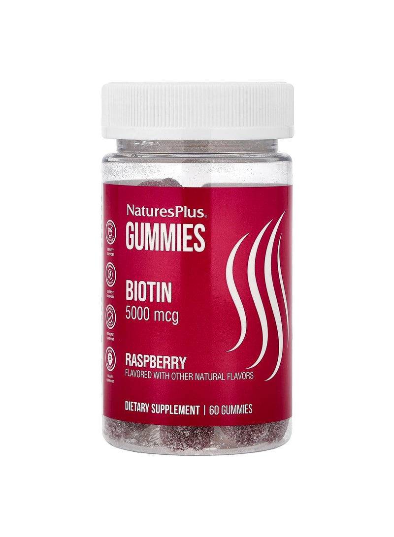Biotin Gummies, Raspberry, 5,000 mcg, 60 Gummies